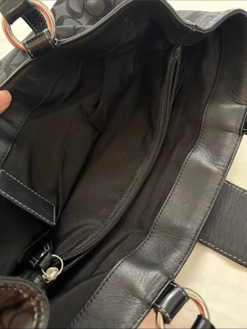 Coach Black Signature Logo Shoulder Bag with Buckle Detail